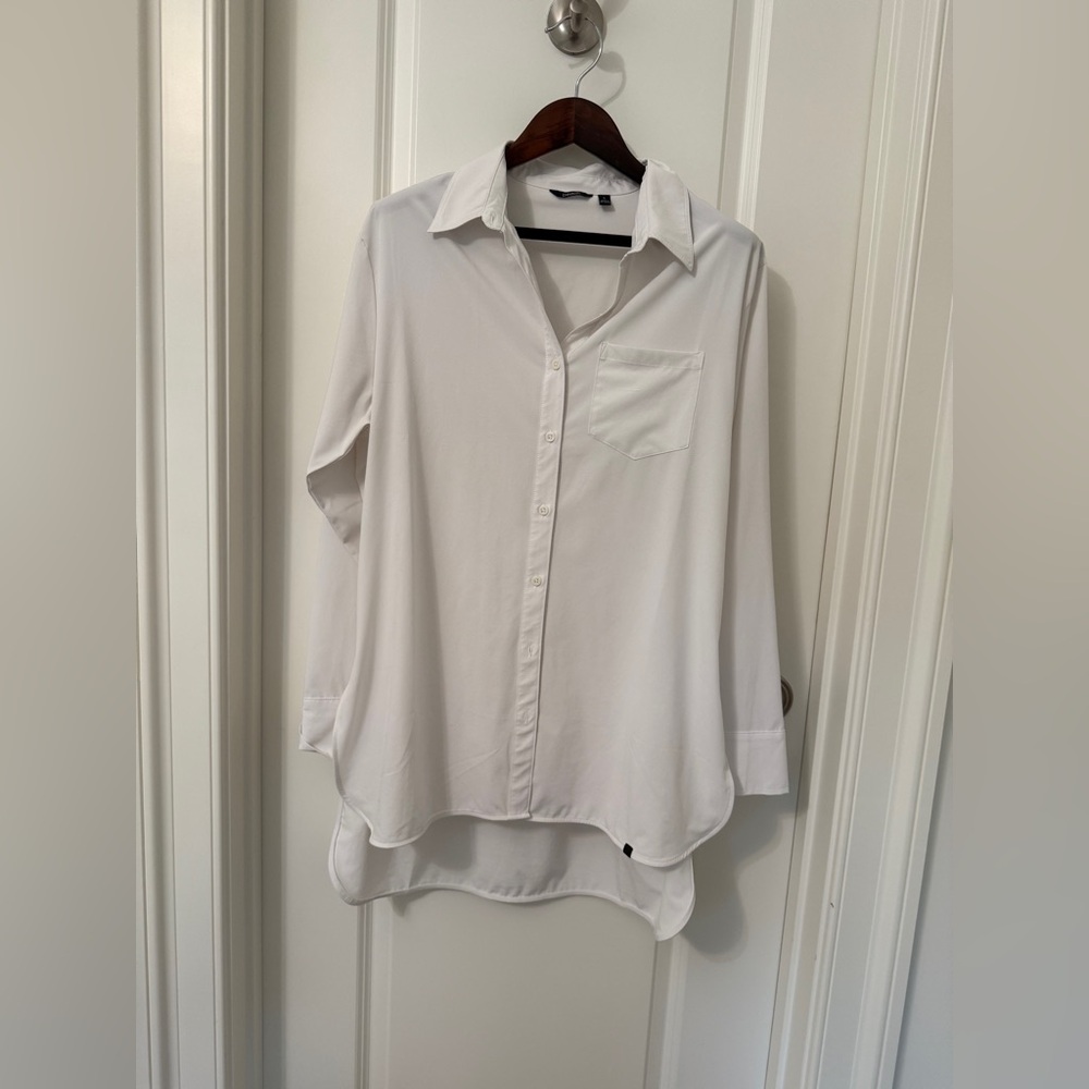 Peach Oversized Classic White Shirt in Stretch Fabric Size L